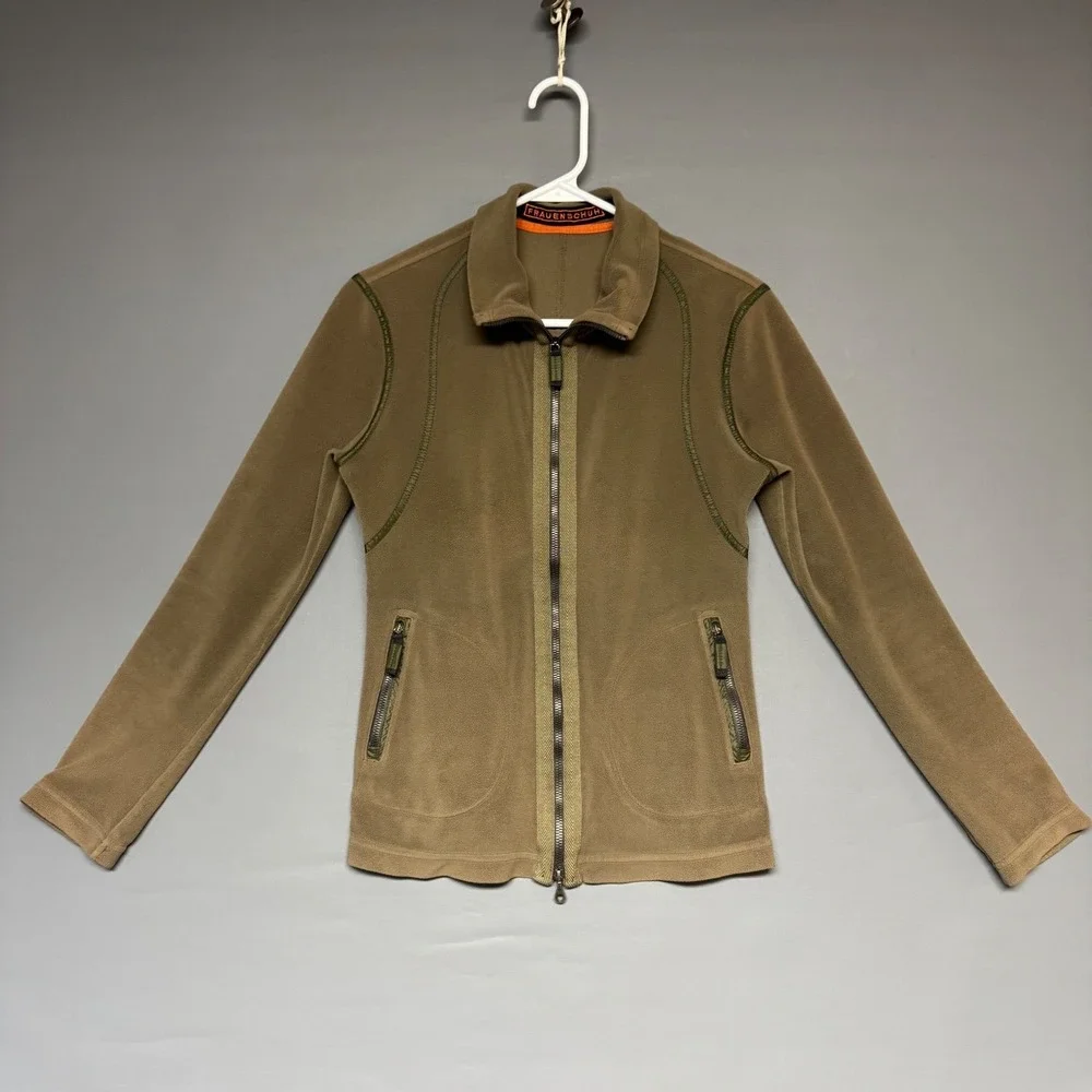 Frauenschuh Austria Fleece Jacket Full Zip Olive Green Womens Size 2 S/M riri